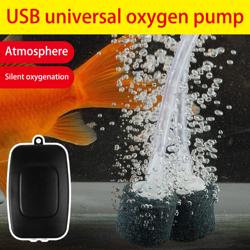 Aquaculture Aerator Pump - ชุดปั๊มลมตู้ปลาขนาดเล็กปั๊มออกซิเจนยูเอสบีกรองออกซิเจนปั๊มออกซิเจนตู้ปลาพร้อมแผ่นกรองอากาศหินสำหรับตู้ปลาอุปกรณ์ถังตกปลา