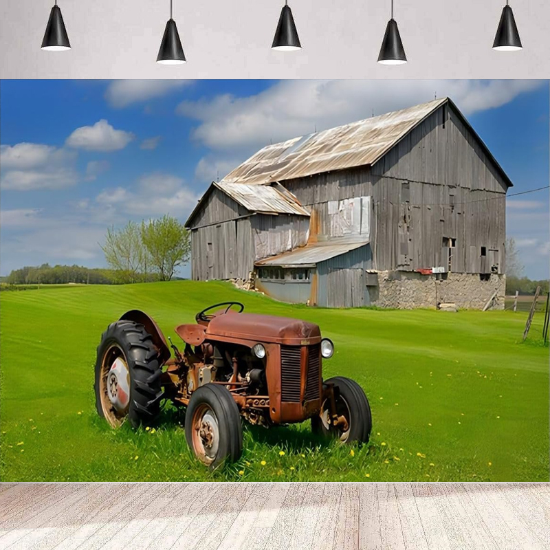 Agriculture Farming School - พื้นที่การเกษตรสีเขียวการถ่ายภาพฉากหลังสำหรับซันนี่คันทรี่ฮิลส์การเกษตรรถบรรทุกบ้านไร่บ้านรถแทรกเตอร์ภาพพื้นหลังผนัง