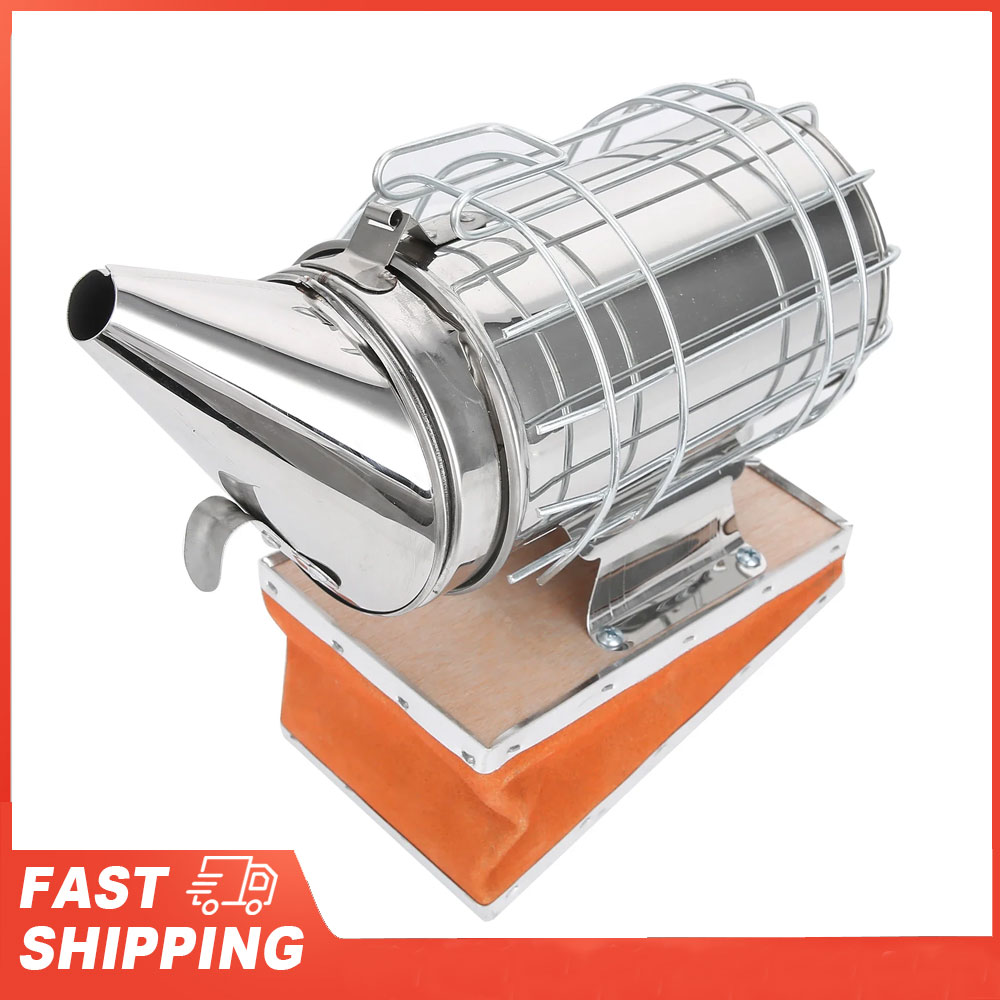 Bee Smoker Tool - เครื่องพ่นควันเลี้ยงผึ้ง หนังวัวแท้ สแตนเลส พร้อมปลอกป้องกัน อุปกรณ์เลี้ยงผึ้ง