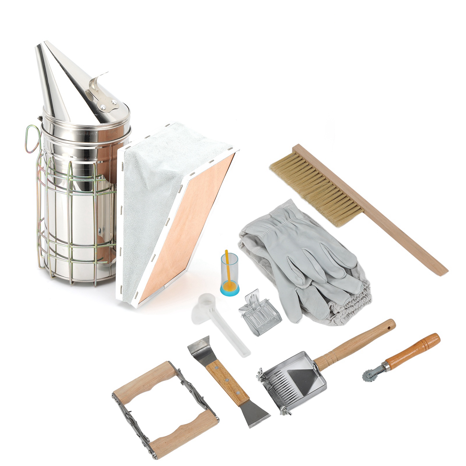 Bee Smoker Tool - ชุดอุปกรณ์เลี้ยงผึ้ง ที่จับโครงรังผึ้ง แปรงปัดผึ้ง ที่จับควันรังผึ้ง ที่หนีบผึ้ง ที่ฝังลวด