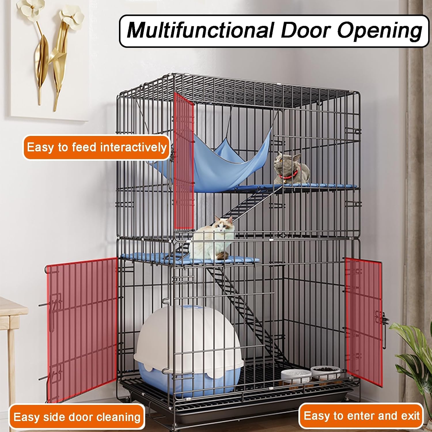 กรงแมวแบบพับได้ 3 ชั้น พร้อมถา - Rabbit Cage Wire บทวิจารณ์และราคา